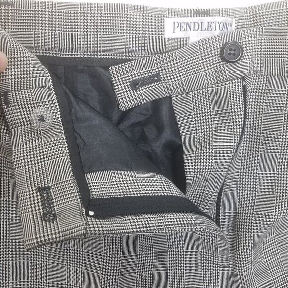 Vintage Pendleton Pants Women’s 12 lined Plaid Hound's-tooth Wool High Rise - Picture 8 of 11